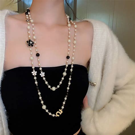 chanel dupe pearl necklace|fake chanel necklace.